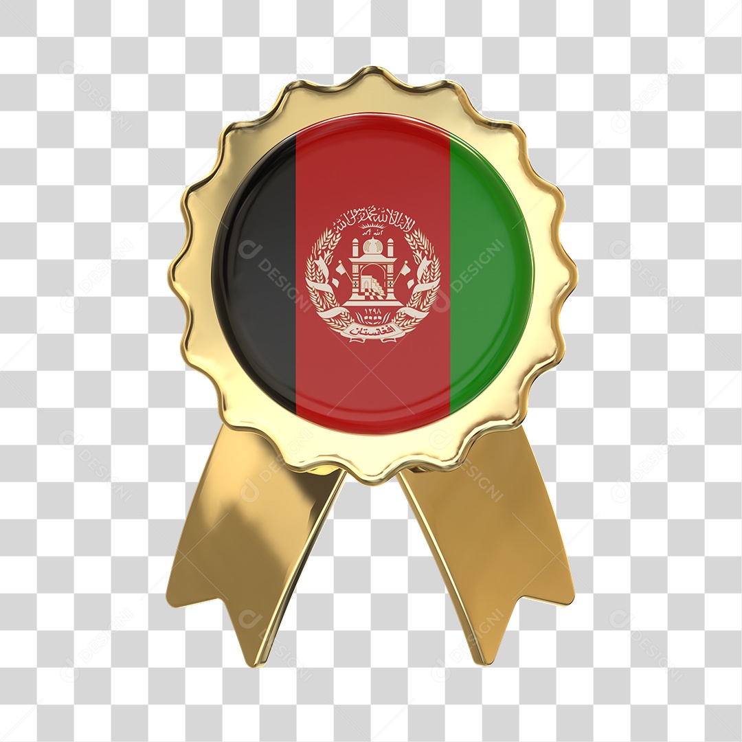 Selo 3D Bandeira de Afeganistão Para Composição PNG Transparente