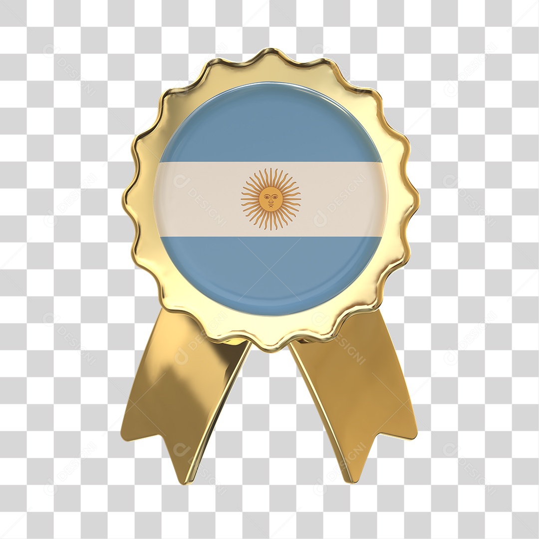 Selo 3D Bandeira da Argentina Para Composição PNG Transparente