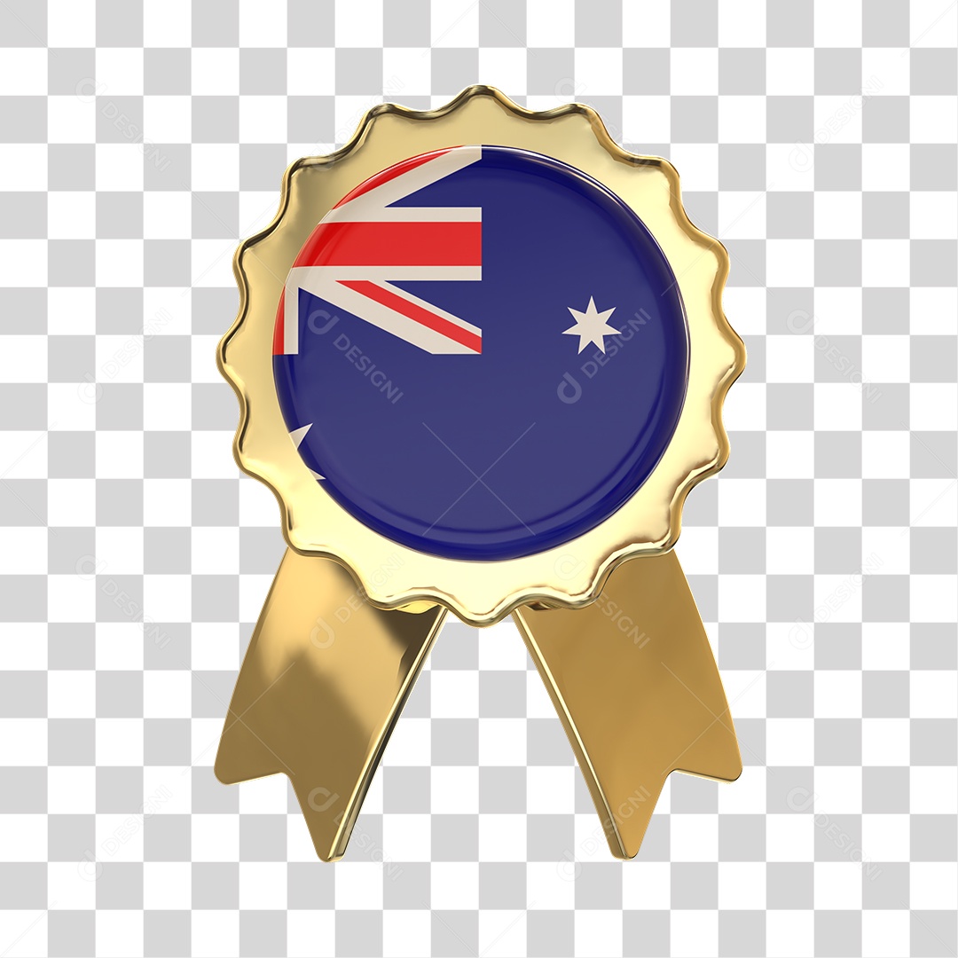 Selo 3D Bandeira da Austrália Para Composição PNG Transparente