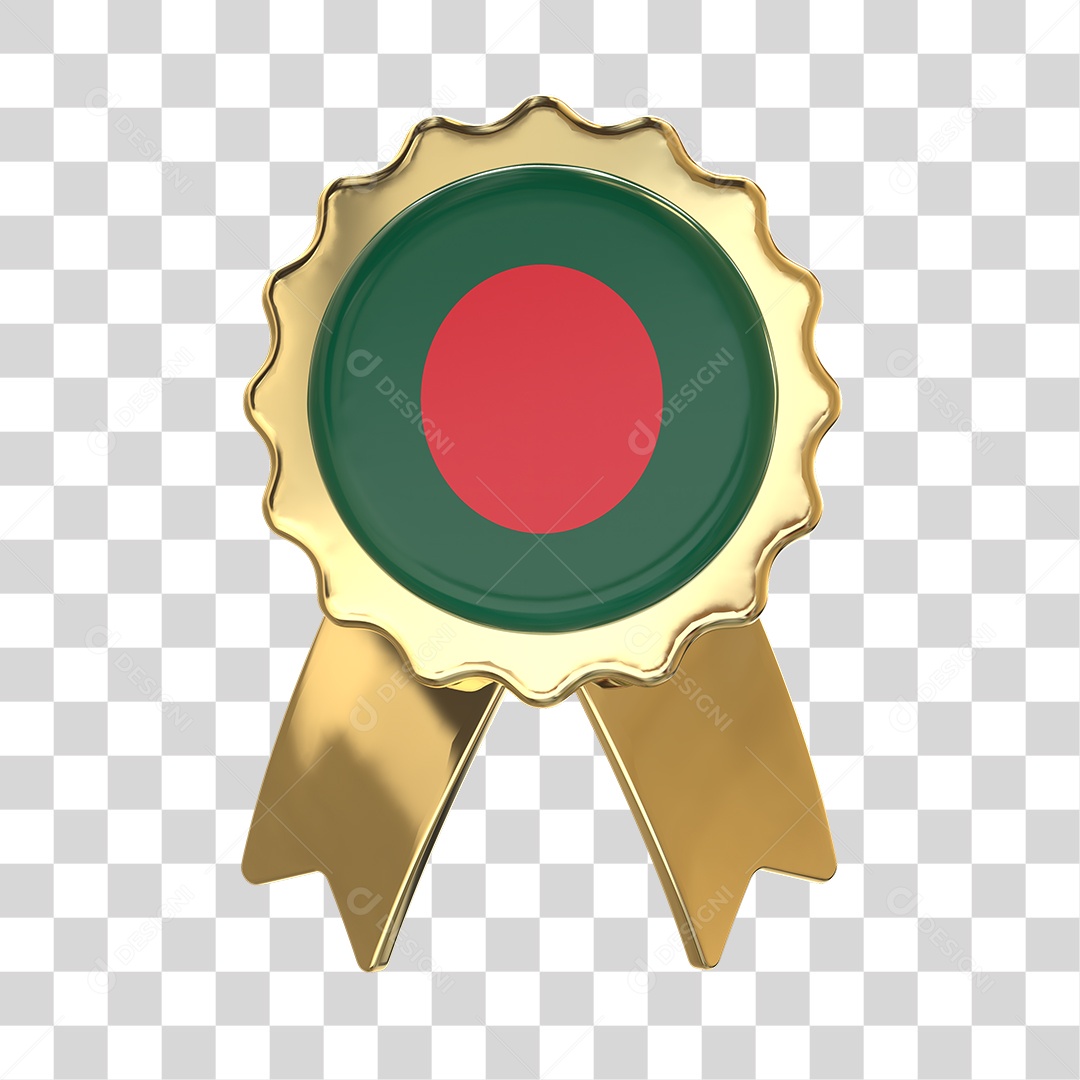 Selo 3D Bandeira da Bangladesh Para Composição PNG Transparente