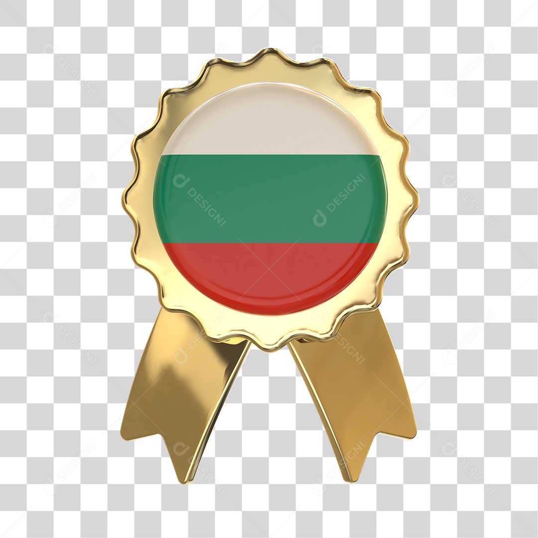 Selo 3D Bandeira da Bulgária Para Composição PNG Transparente
