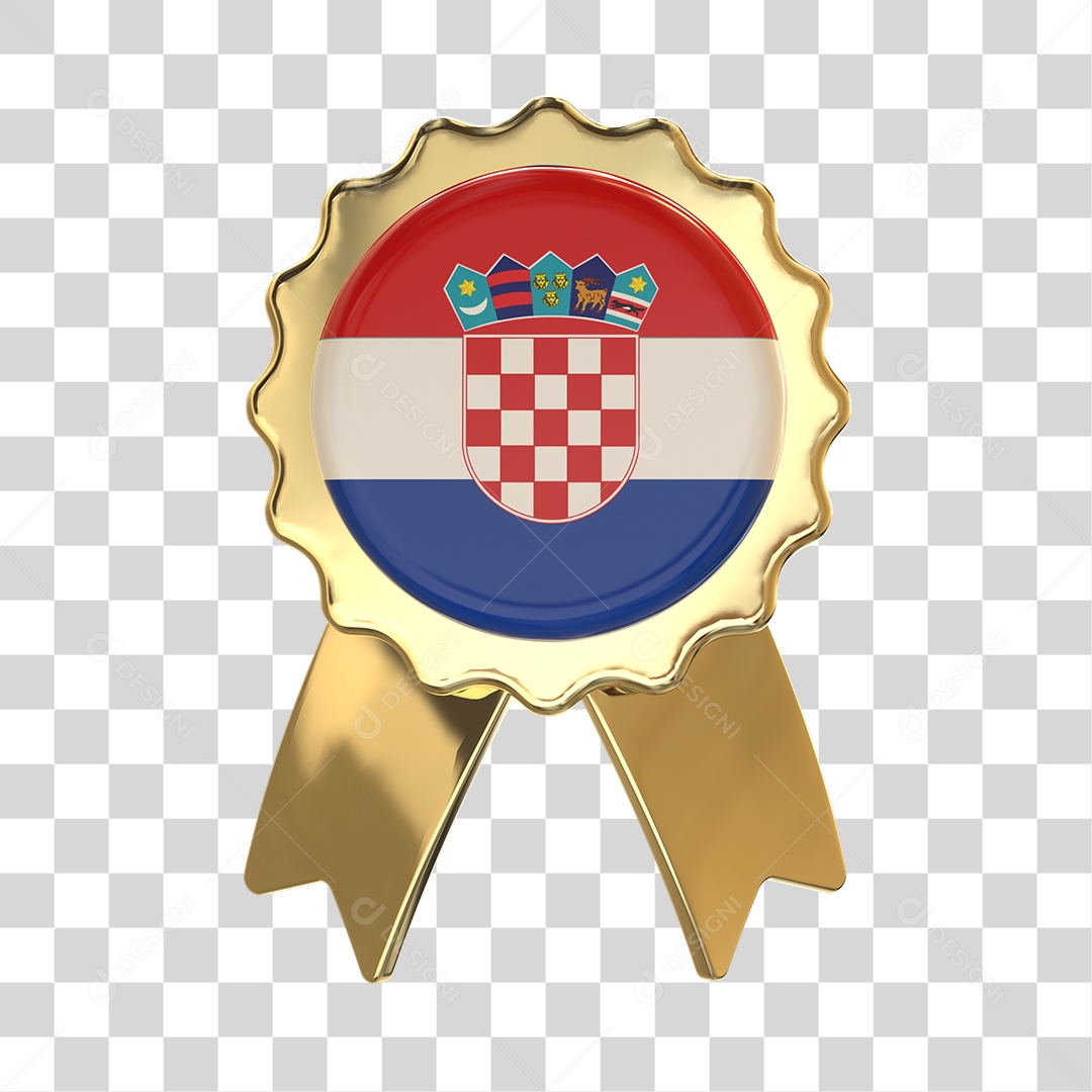 Selo 3D Bandeira da Croácia Para Composição PNG Transparente