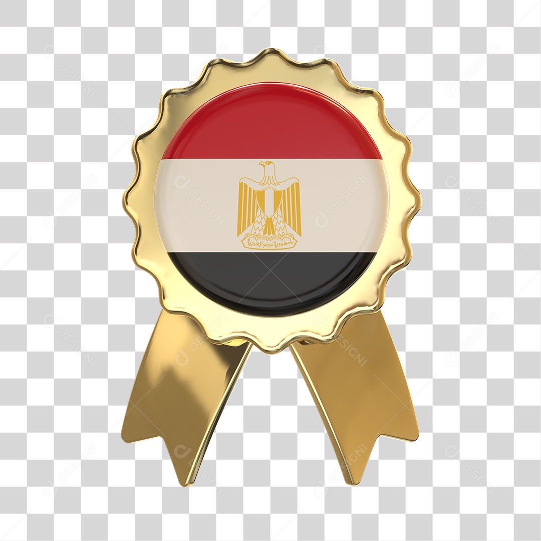 Selo 3D Bandeira do Egypto Para Composição PNG Transparente
