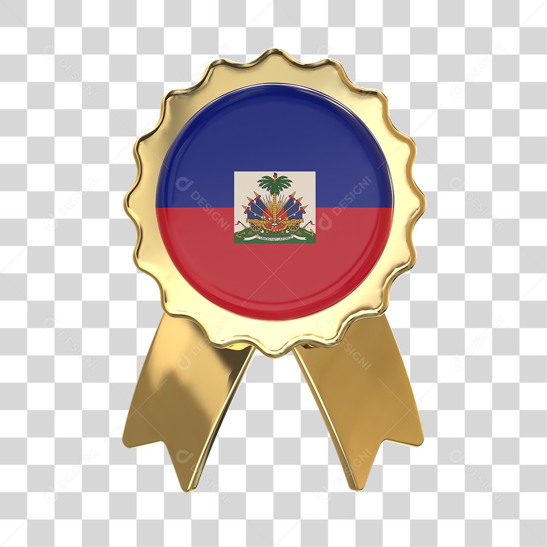 Selo 3D Bandeira do Haiti Para Composição PNG Transparente
