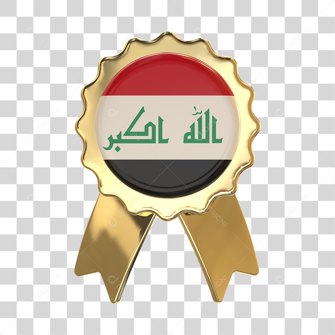Selo 3D Bandeira do Iraque Para Composição PNG Transparente