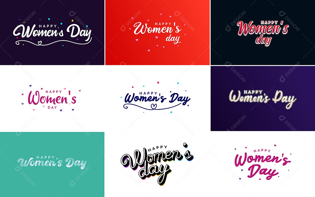 Textos De Feliz Dia Das Mulheres Vetor EPS