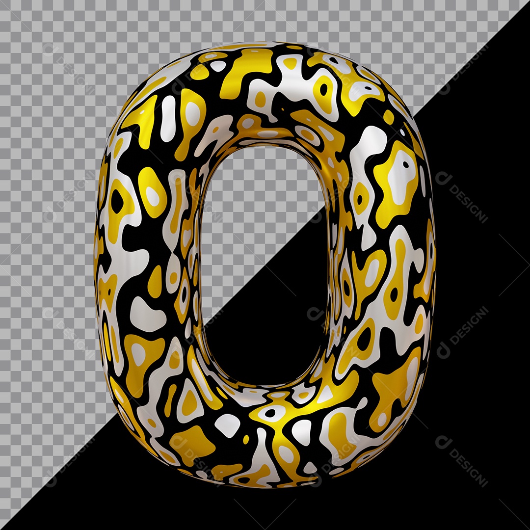 Número 3D 0 Colorido Para Composição PSD