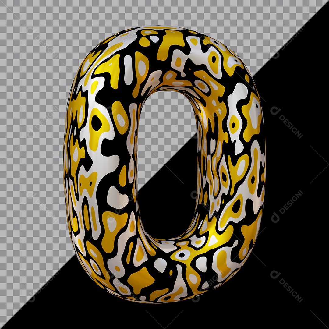 Número 3D 0 Colorido Para Composição PSD
