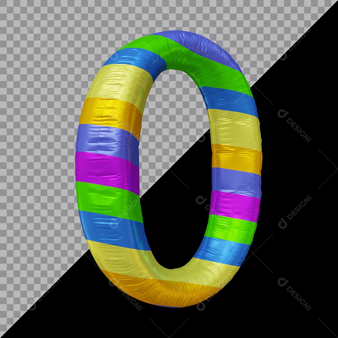 Número 3D 0 Colorido Para Composição PSD