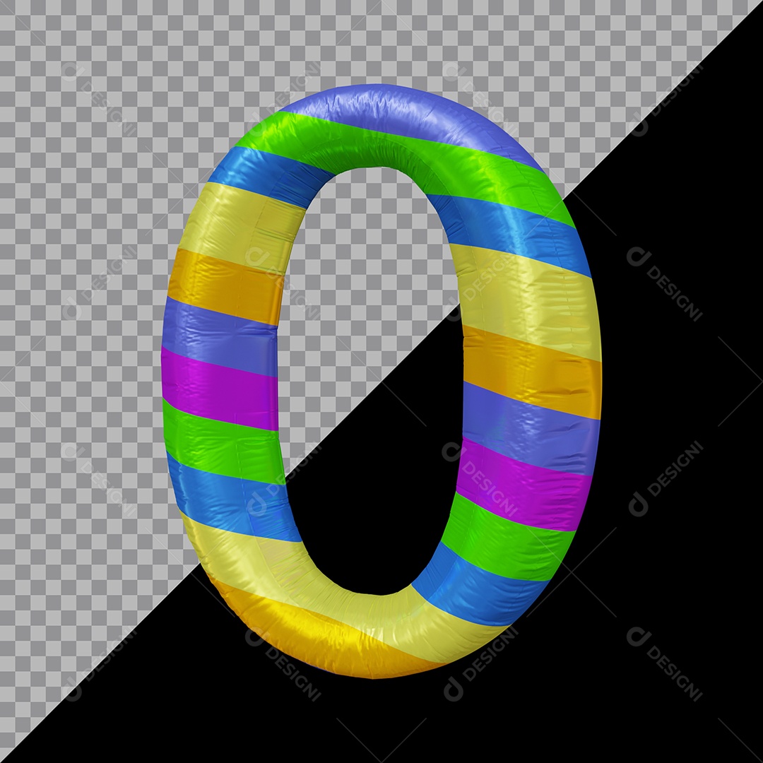 Número 3D 0 Colorido Para Composição PSD