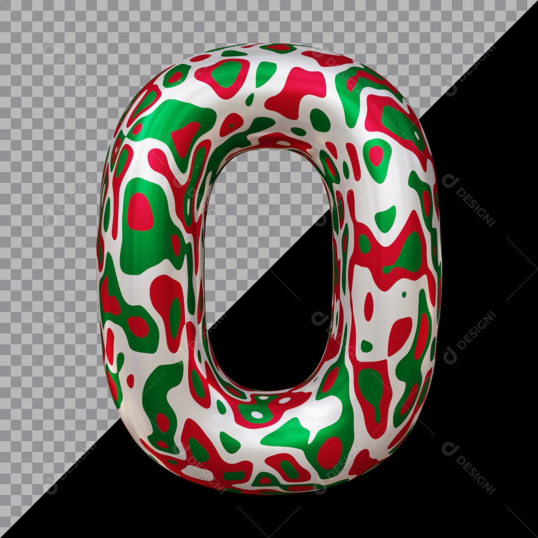 Número 3D 0 Colorido Para Composição PSD