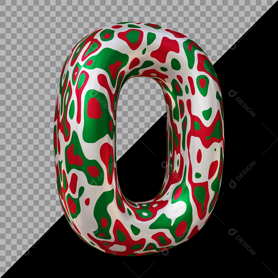 Número 3D 0 Colorido Para Composição PSD