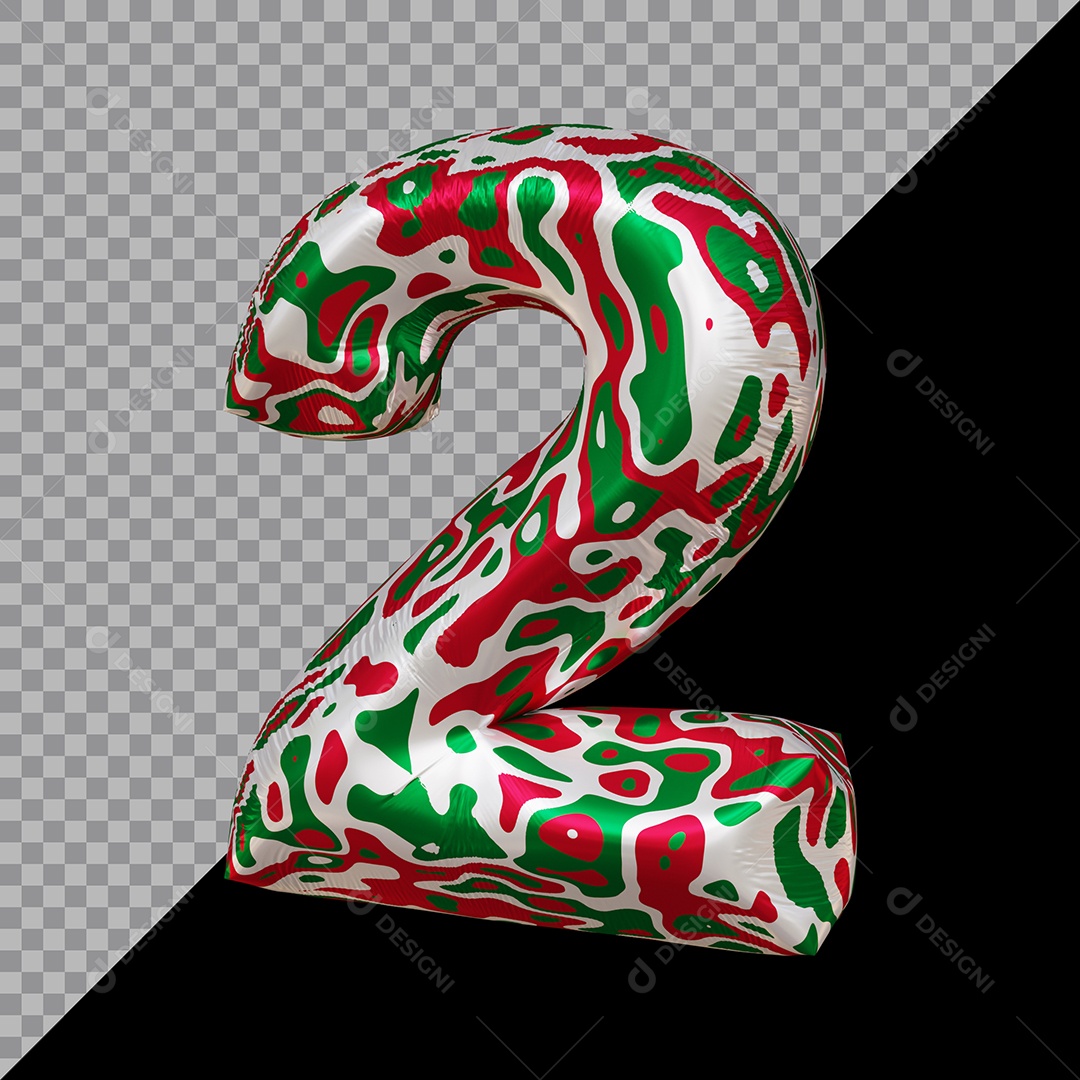 Número 3D 2 Colorido Para Composição PSD