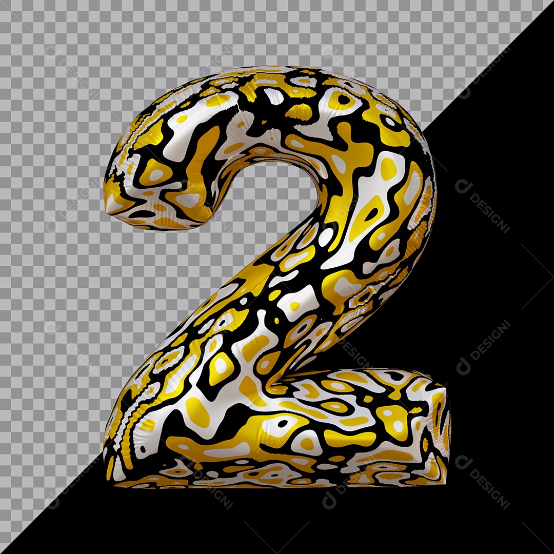 Número 3D 2 Colorido Para Composição PSD