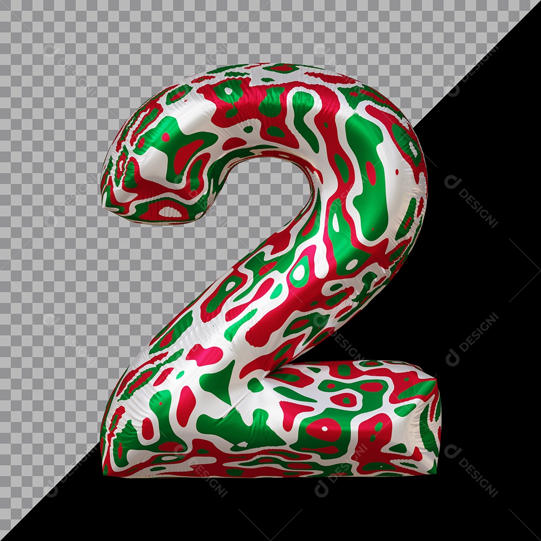 Número 3D 2 Colorido Para Composição PSD