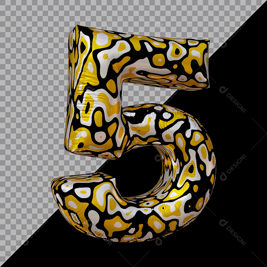 Número 3D 5 Colorido Para Composição PSD
