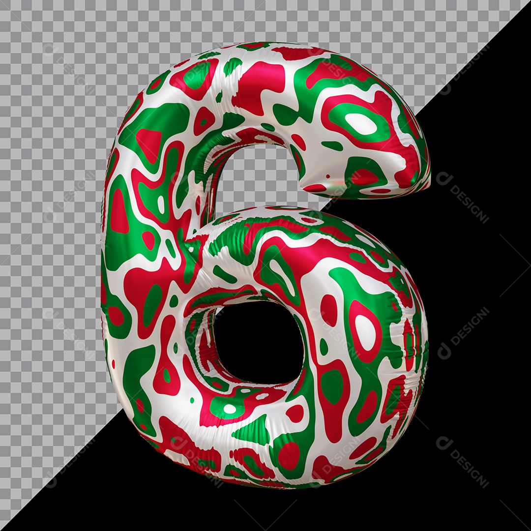 Número 3D 6 Colorido Para Composição PSD