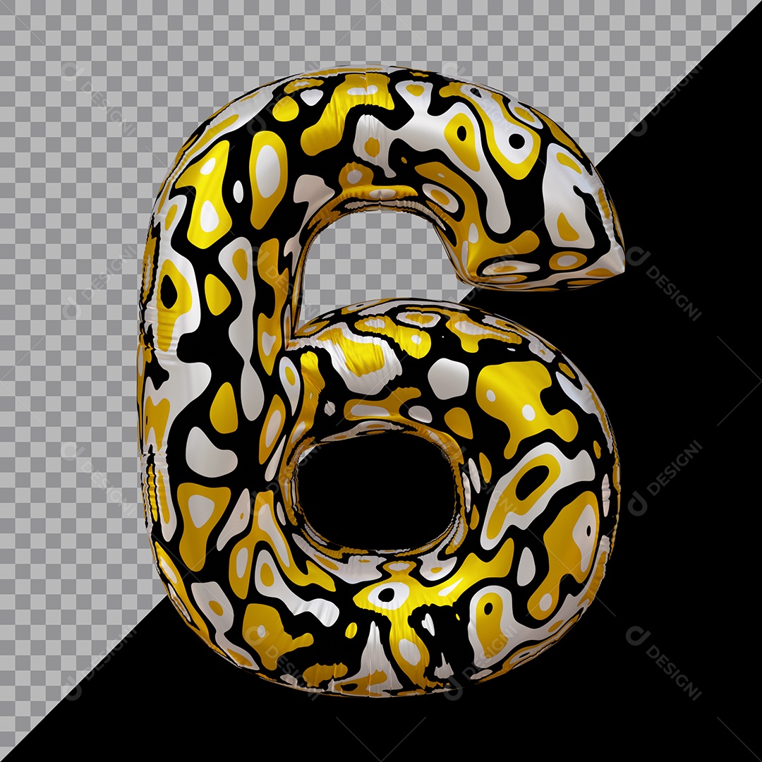Número 3D 6 Colorido Para Composição PSD