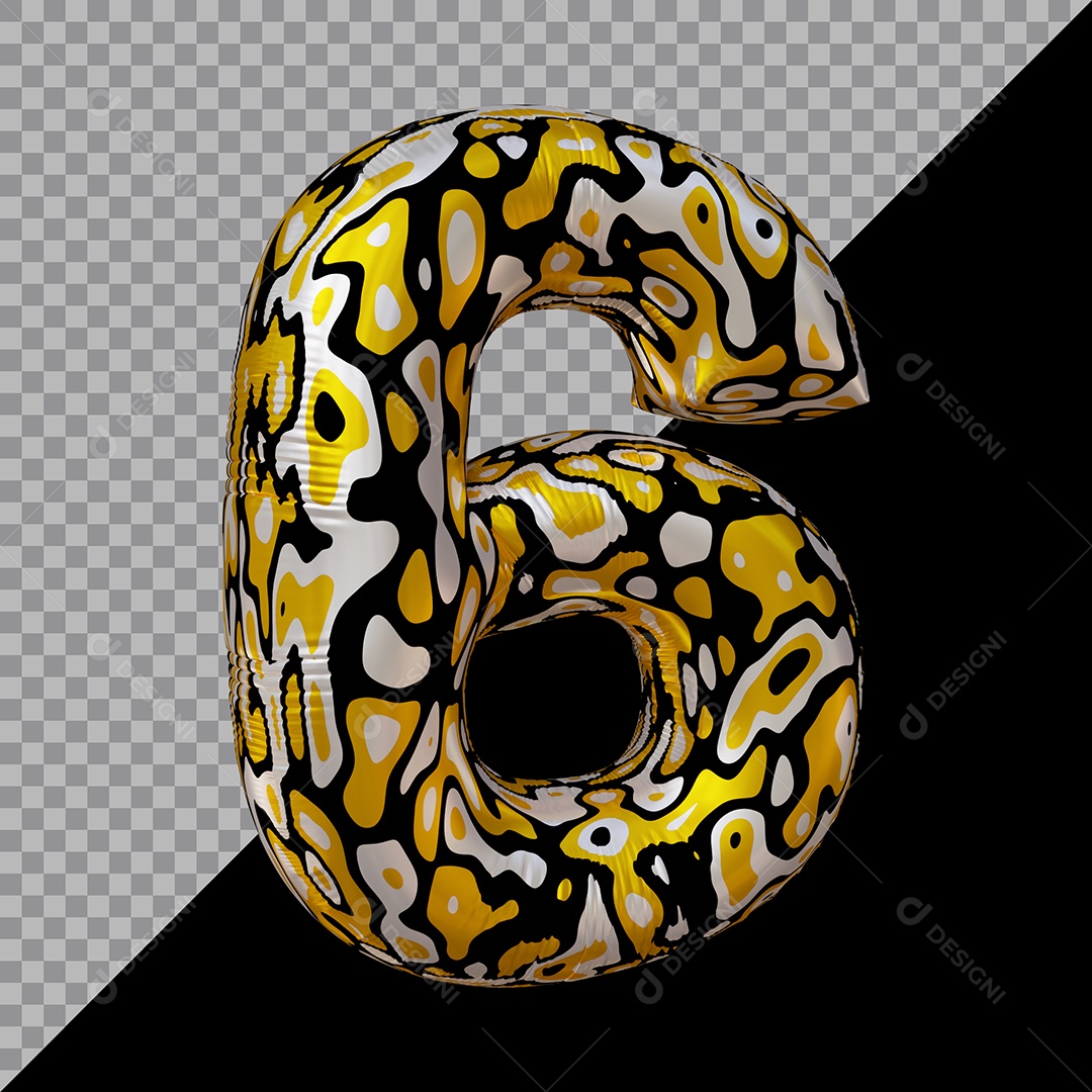 Número 3D 6 Colorido Para Composição PSD