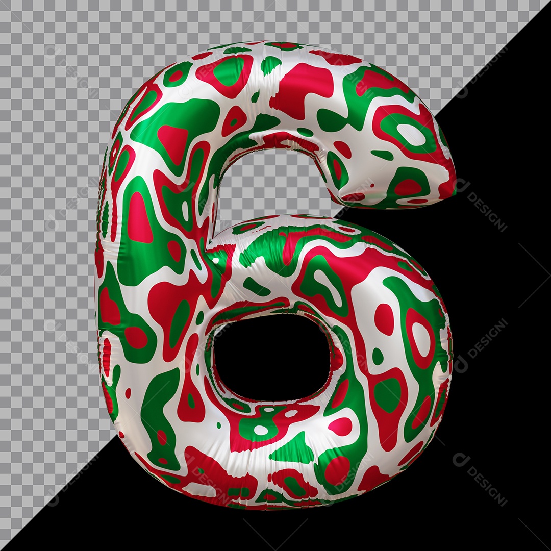 Número 3D 6 Colorido Para Composição PSD