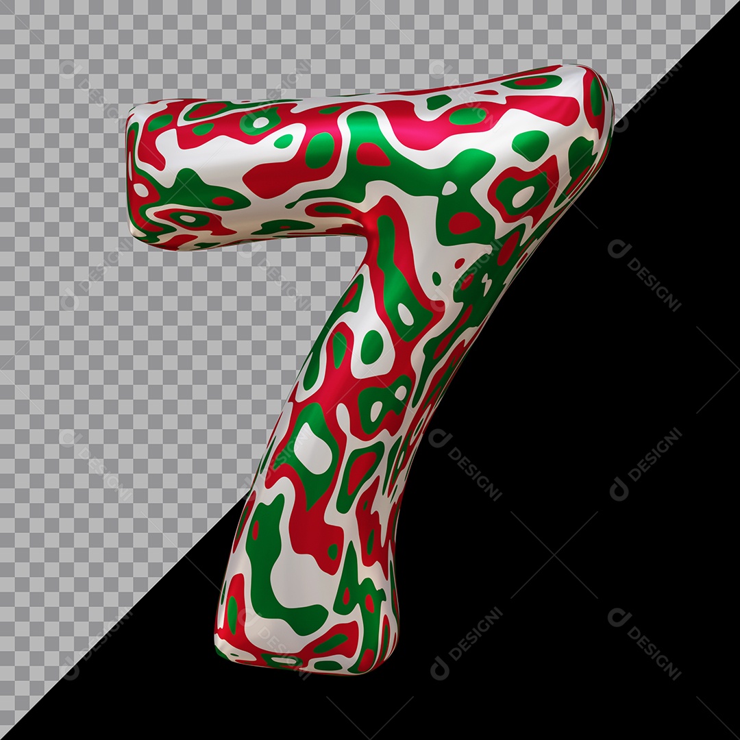 Número 3D 7 Colorido Para Composição PSD