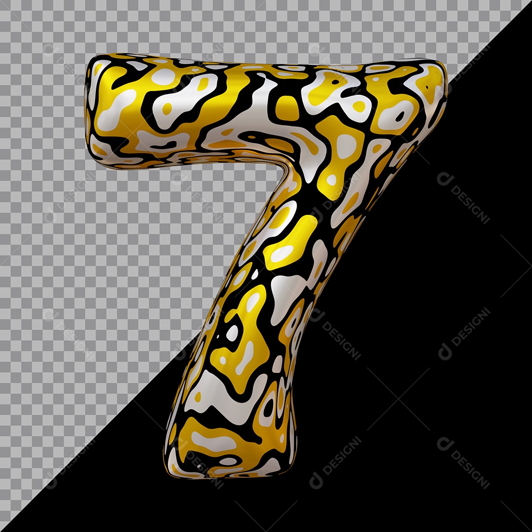 Número 3D 7 Colorido Para Composição PSD