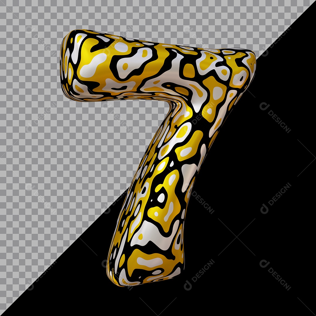 Número 3D 7 Colorido Para Composição PSD
