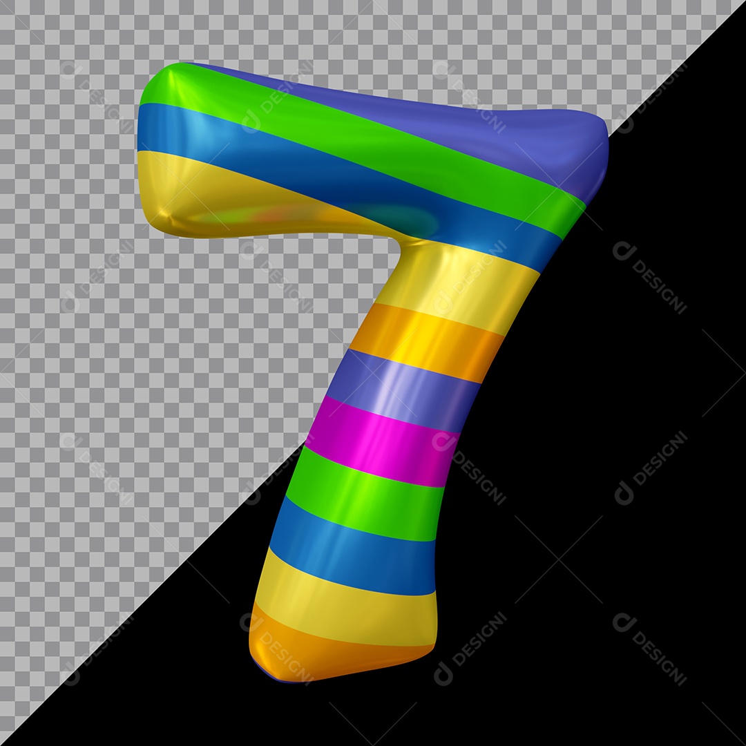 Colored 3D Number 7 For PSD Composition