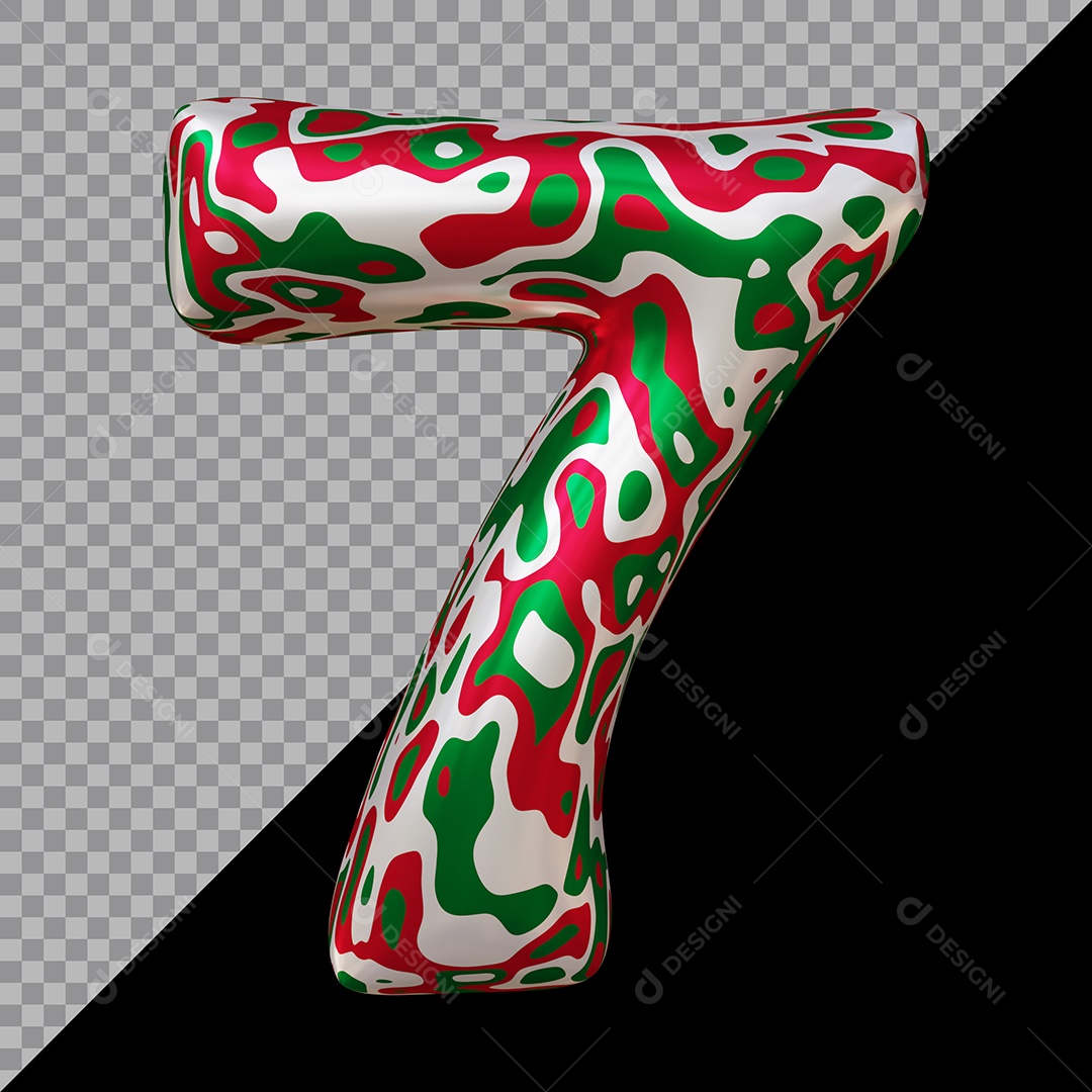 Número 3D 7 Colorido Para Composição PSD