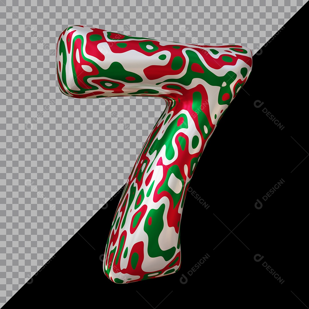 Número 3D 7 Colorido Para Composição PSD