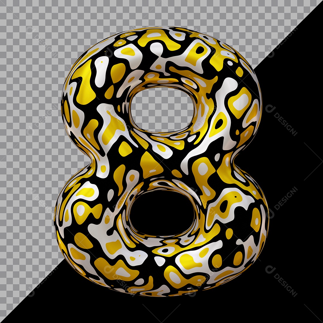 Número 3D 8 Colorido Para Composição PSD
