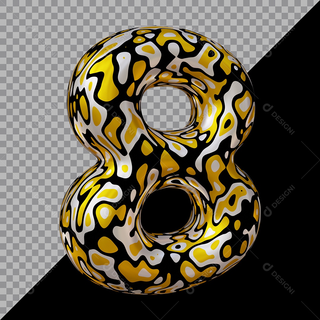 Número 3D 8 Colorido Para Composição PSD