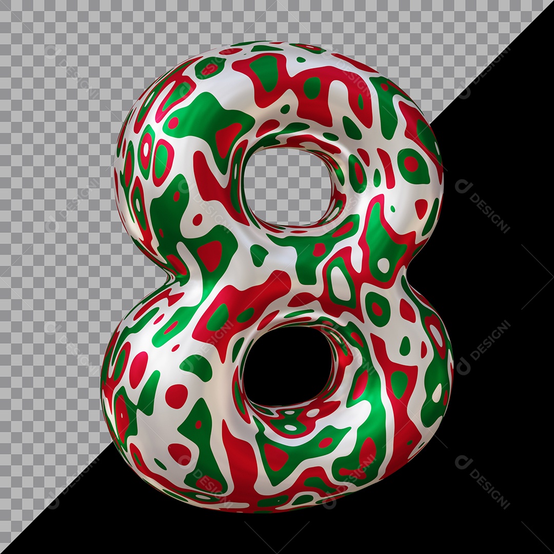 Número 3D 8 Colorido Para Composição PSD
