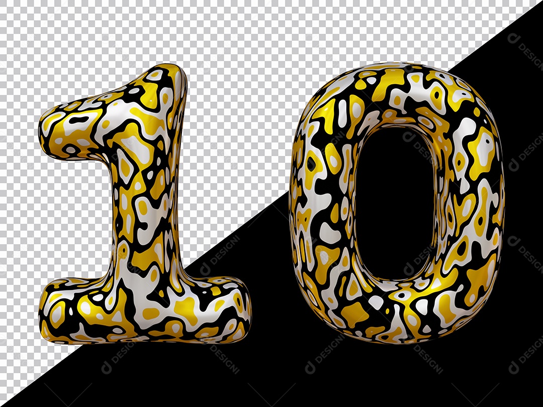 Número 3D 10 Colorido Para Composição PSD