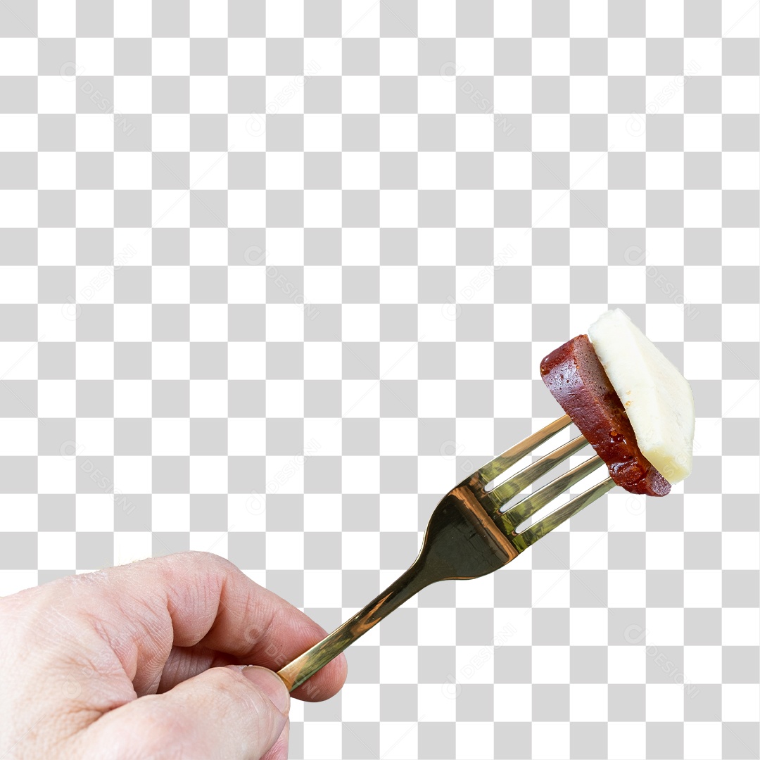 Pedaço De Doce E Quejo Em Garfo PNG Transparente