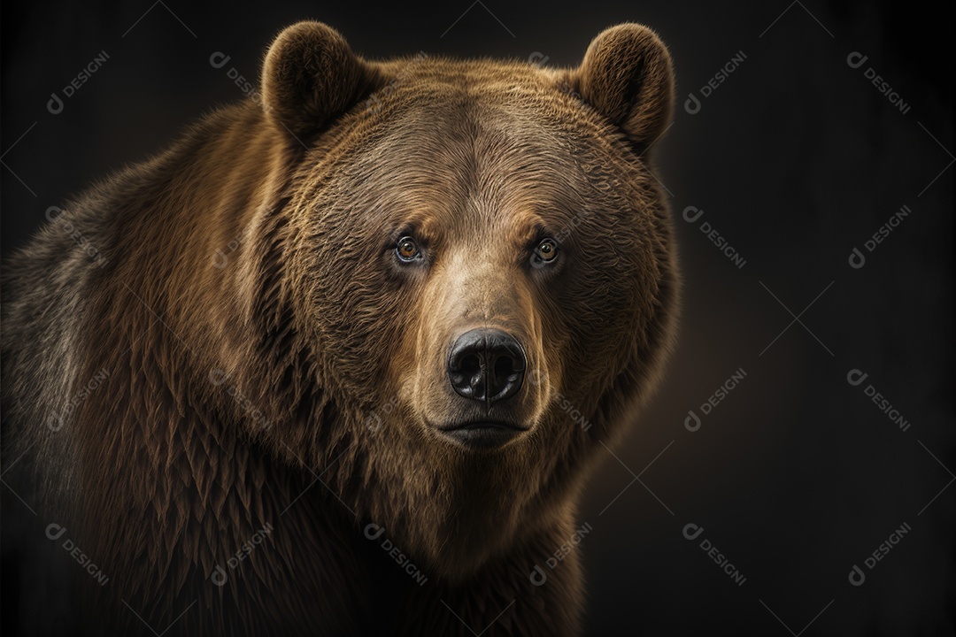 Grande urso pardo em seu habitat. Debaixo dágua Ensolarado