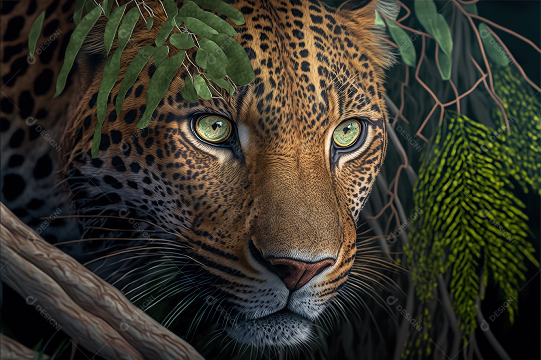 Bela onça-pintada em seu habitat natural. Floresta