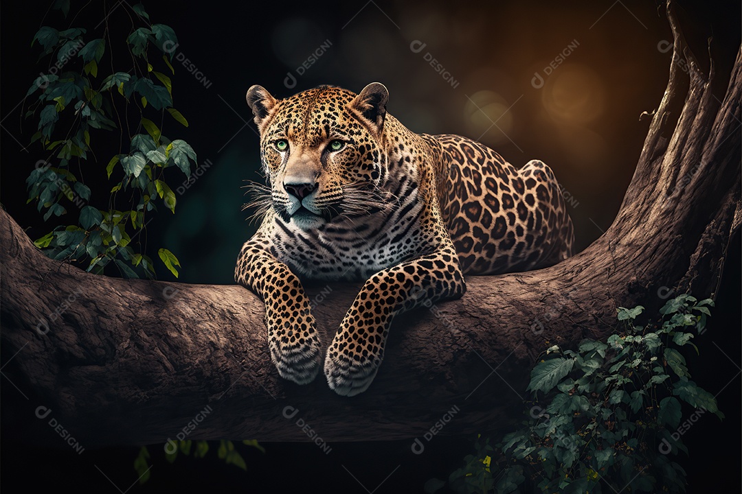 Bela onça-pintada em seu habitat natural. floresta