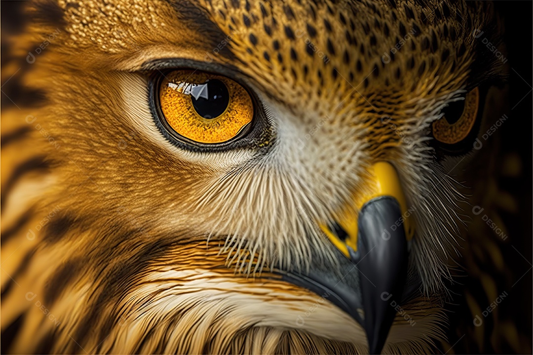 Linda coruja em um galho no alto da floresta, noite