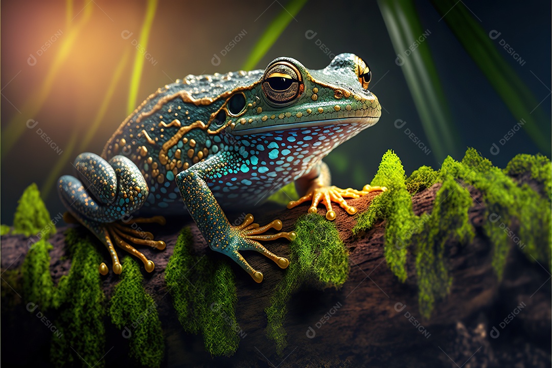 Sapo de vidro em um fundo escuro, exótico