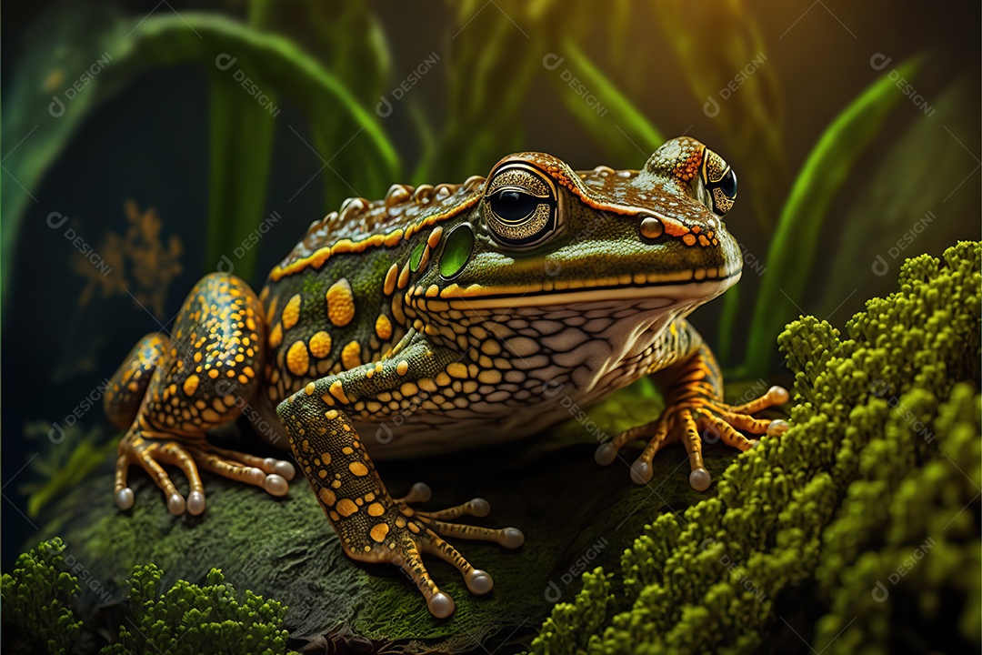 Sapo de vidro em um fundo escuro, exótico