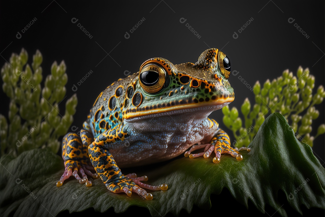 Sapo de vidro em um fundo escuro, exótico