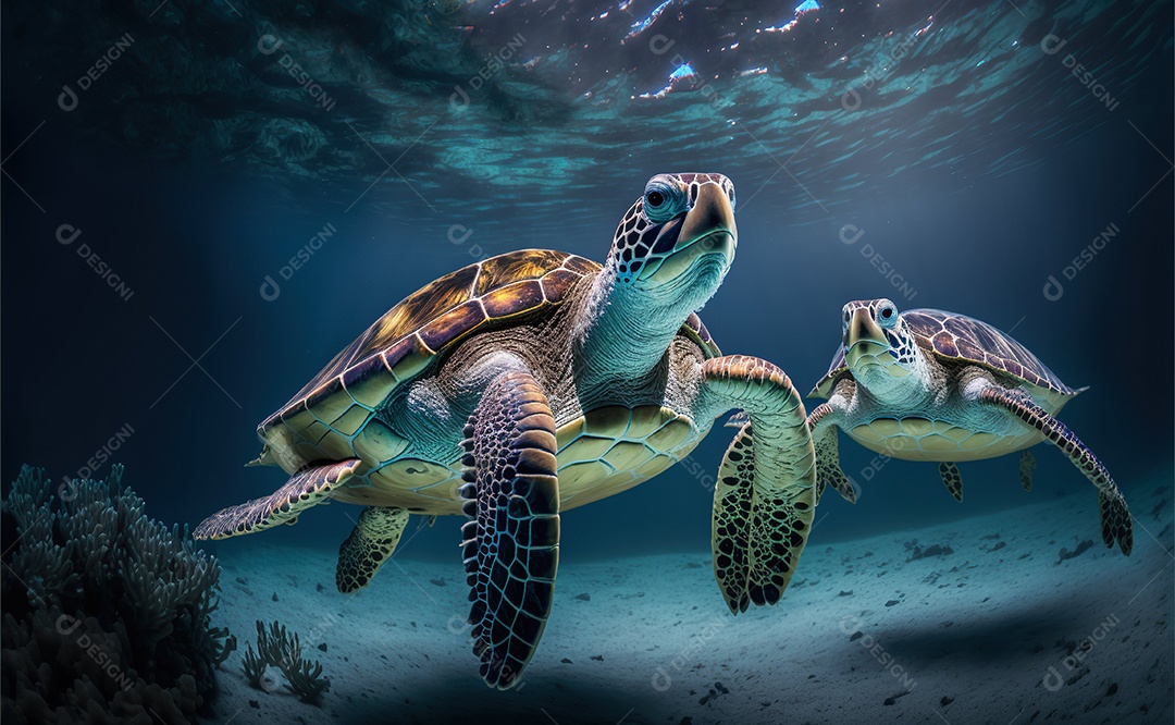 Tartaruga da vida selvagem em debaixo dágua