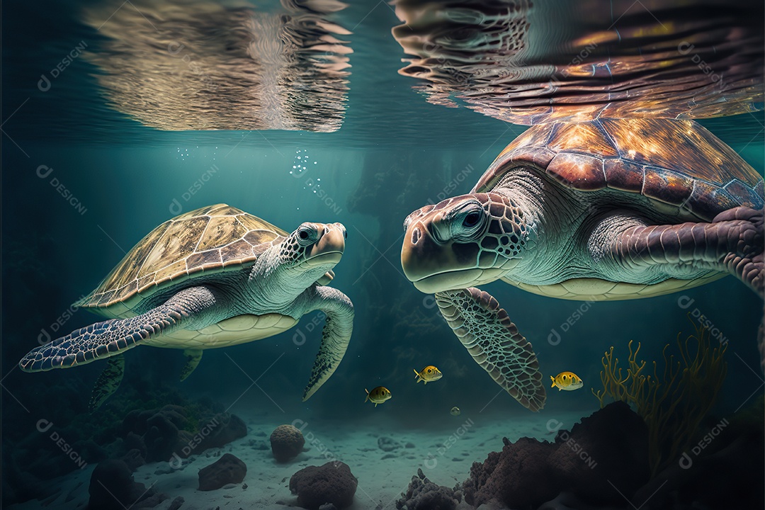 Tartaruga da vida selvagem em debaixo dágua