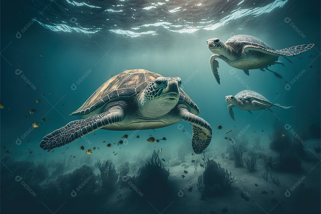 Tartaruga da vida selvagem em debaixo dágua
