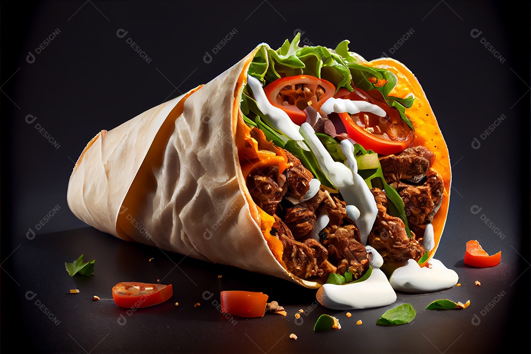 Prato Xauarma sobre uma mesa de restaurante