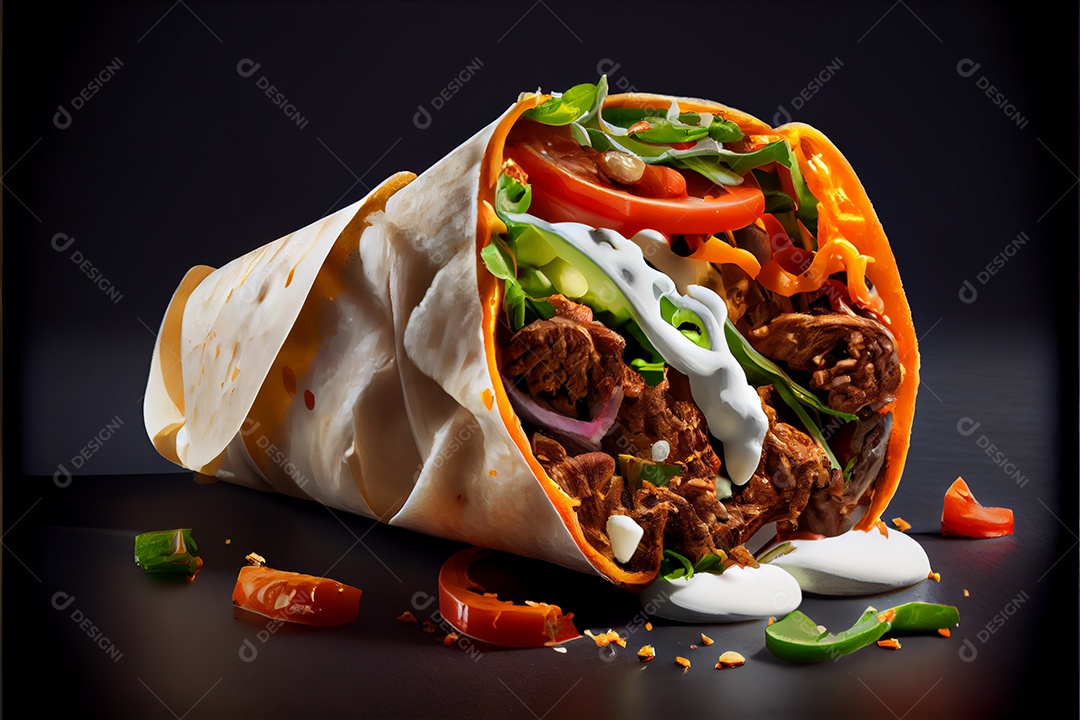 Prato Xauarma sobre uma mesa de restaurante