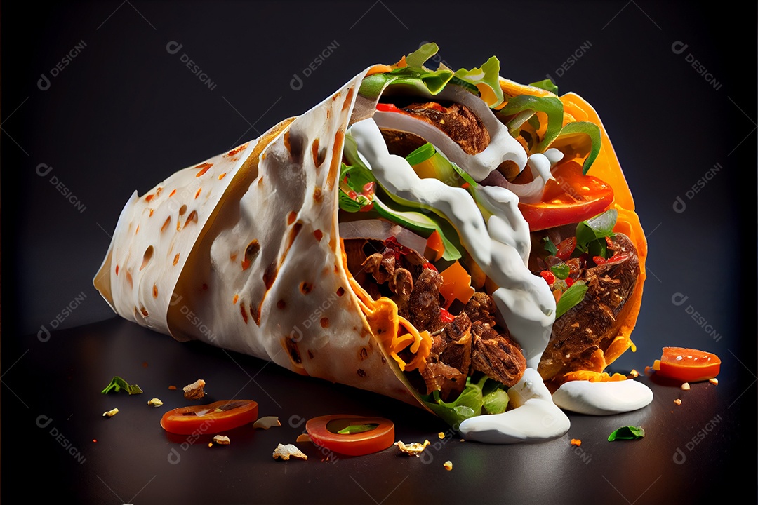 Prato Xauarma sobre uma mesa de restaurante