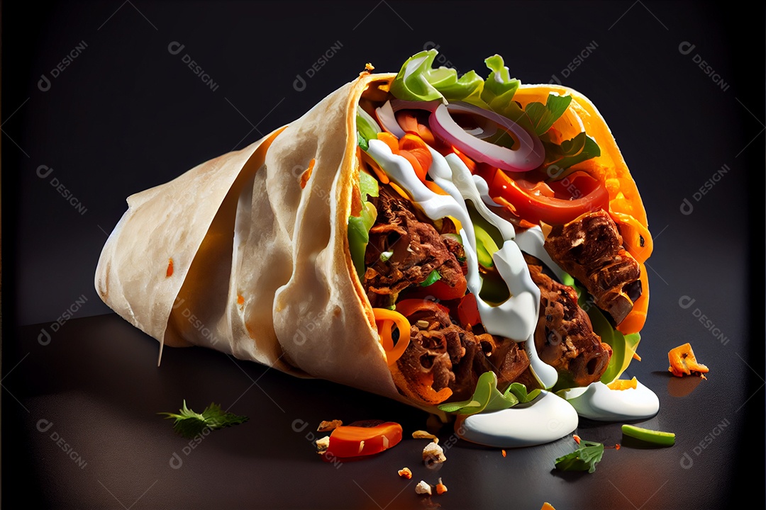 Prato Xauarma sobre uma mesa de restaurante