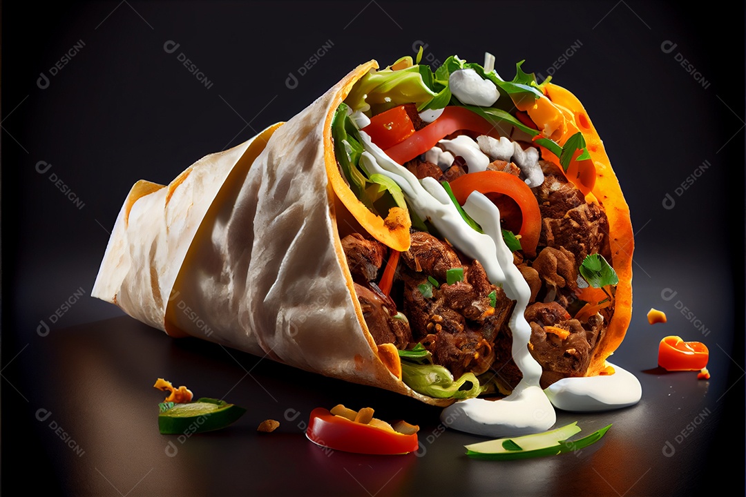 Prato Xauarma sobre uma mesa de restaurante